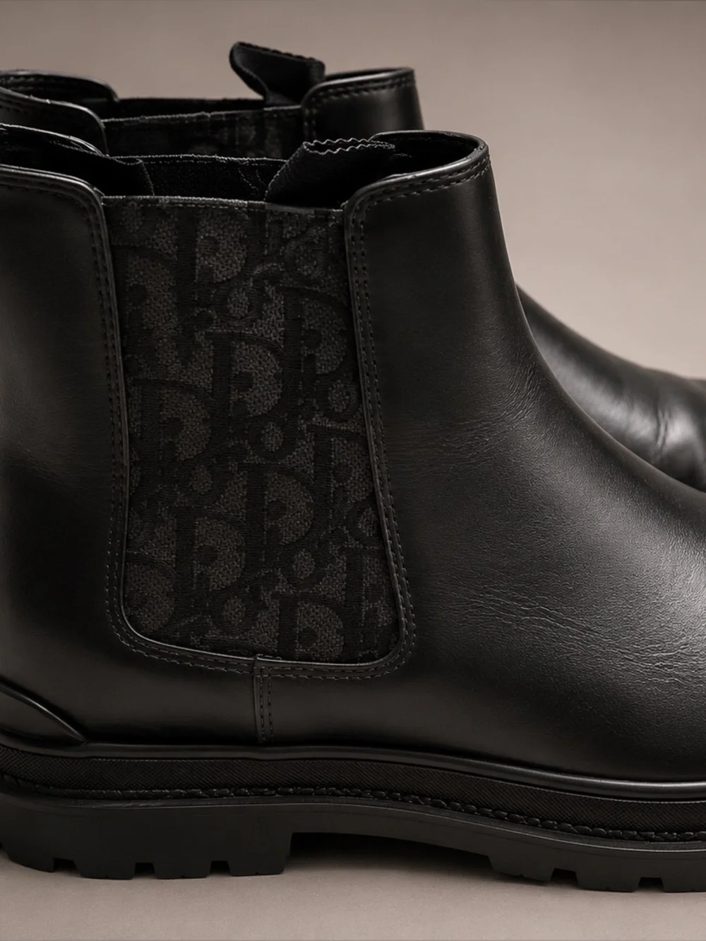 Dior Black Leather Chukka Boots with Monogram Side Panel